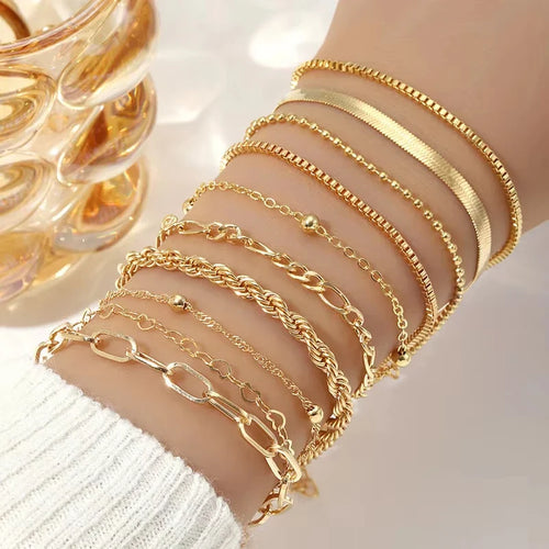 Boho Gold Layered Bracelet Set